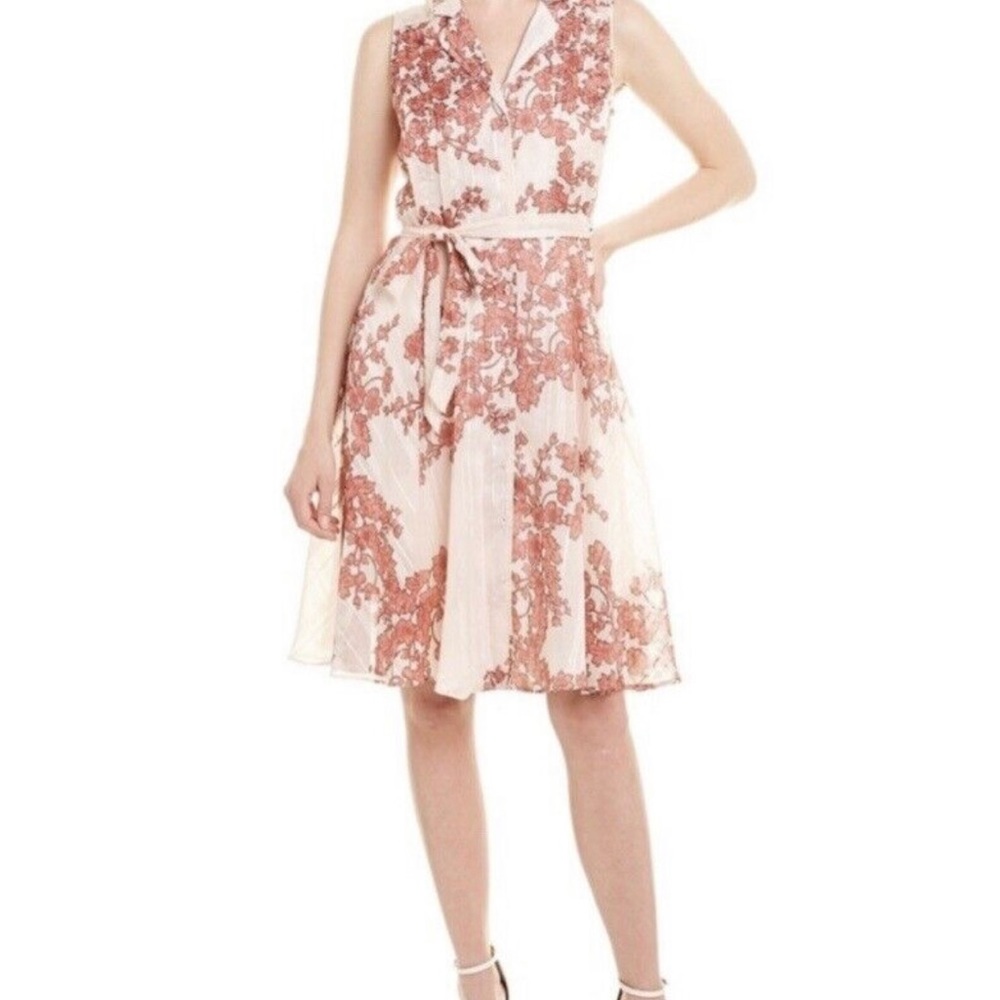Nanette LePore Romantic Vintage Style Dress, Apricot Glow, Belted Lined, size 8